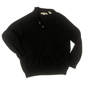 Pronto Uomo Black Extra Fine Merino Wool Mens Polo Sweater Size Medium